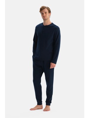 Dagi Navy Long Sleeve Interlock T-Shirt And Pants Set