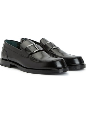George Hogg Black Men's Leather Loafers