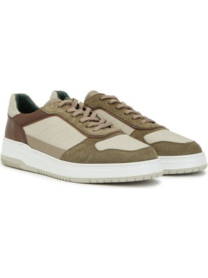 George Hogg Khaki Beige Men's Leather Sneakers
