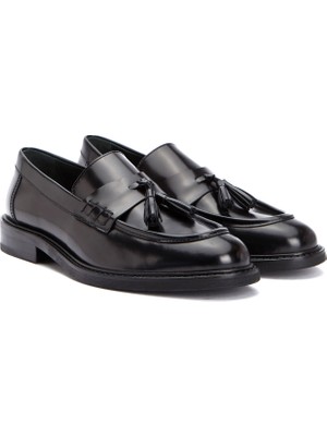 George Hogg Black Women's Leather Loafers