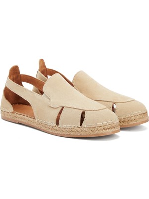 Divarese Dıvarese Beige Elastic Detail Women's Suede Espadrilles