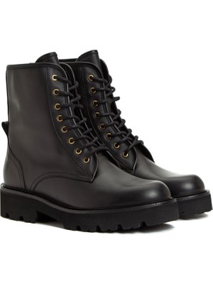 Divarese Dıvarese Black Women's Combat Leather Boots