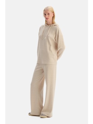 Dagi Ecru Melange Basic Thick Rib Pants