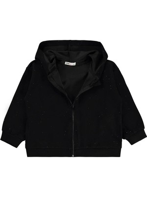Civil Girls' Rhinestone Print Cardigan | Oysho Long Sleeve Hooded Printed | School, Nursery And Daily Wear - Black