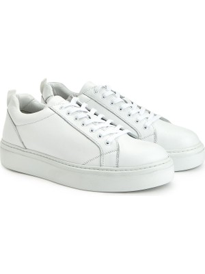 George Hogg White Men's Leather Sneakers