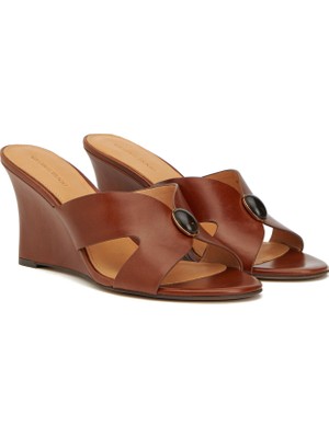 George Hogg Tan Buckle Detail Women's Leather Slides