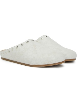Divarese Dıvarese White Stone Detail Women's Slides