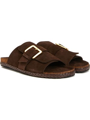 George Hogg Dark Brown Women's Suede Slippers