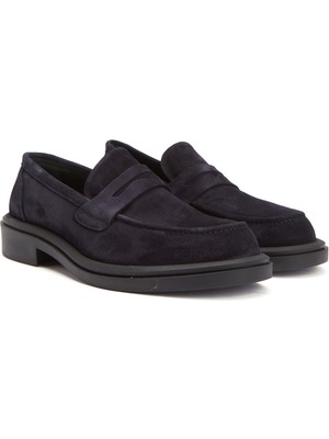 George Hogg Men's Navy Suede Loafers