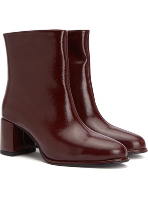 Divarese Dıvarese Burgundy Women's Patent Faux Leather Boots