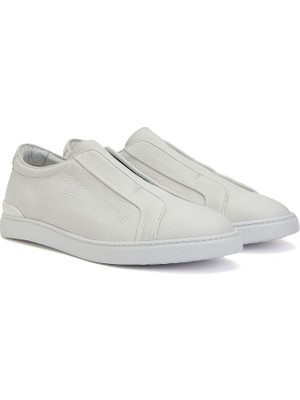 George Hogg White Men's Casual Comfort Leather Sneakers