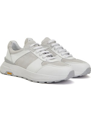 George Hogg White Vibram Sole Detail Men's Leather Sneakers