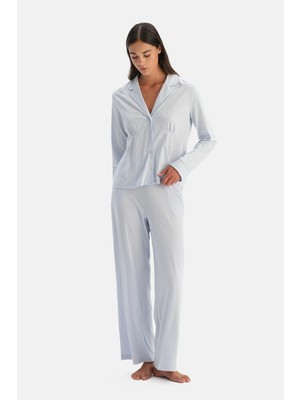 Dagi Light Blue Long Sleeve Shirt And Pants Set
