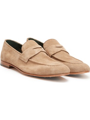 George Hogg Beige Unlined Men's Suede Loafers