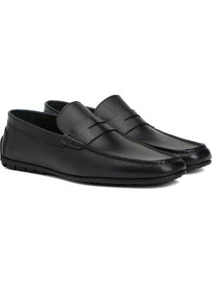 George Hogg Men's Navy Leather Loafers
