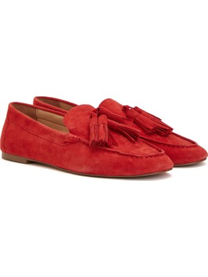 Divarese Dıvarese Women's Red Tasseled Suede Loafers