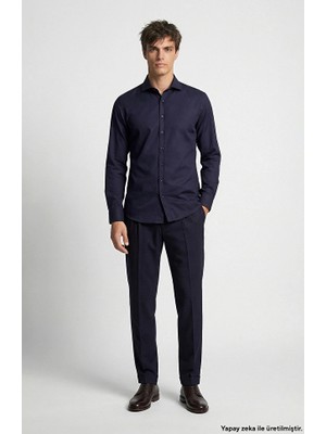 Network Navy Linen Blend Comfort Trousers