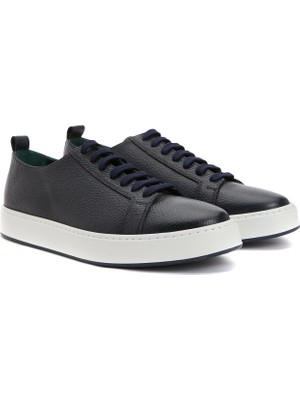 George Hogg Men's Dark Navy Patterned Leather Sneakers