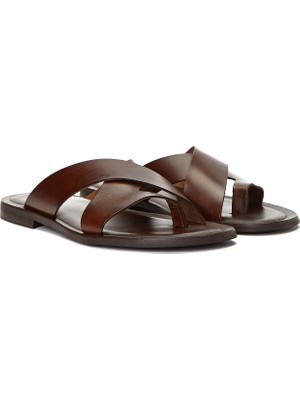 George Hogg Dark Brown Casual Comfort Men's Leather Slippers