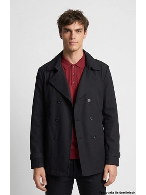 Network Black Double-Breasted Trench Coat