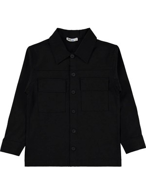 Civil Boys' Double Pocket Jacket | Gabardine Long Sleeve | School, Nursery And Daily Wear - Black