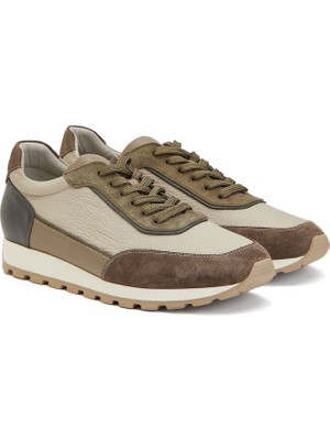 Divarese Dıvarese Ecru Khaki Men's Leather Sneakers