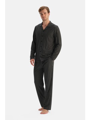 Dagi Black Geometric Print Shirt And Pants Set