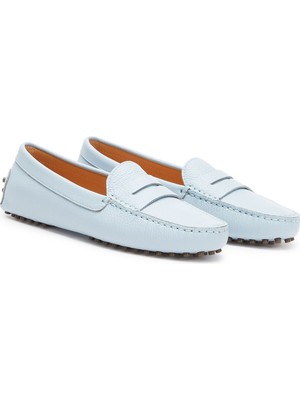 George Hogg Light Blue Women's Casual Comfort Leather Loafer