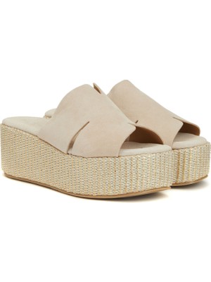 Divarese Dıvarese Light Pink Suede Wedge Heel Women's Slides
