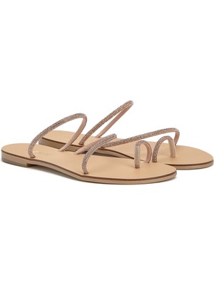 Divarese Dıvarese Women's Rose Gold Leather Slides