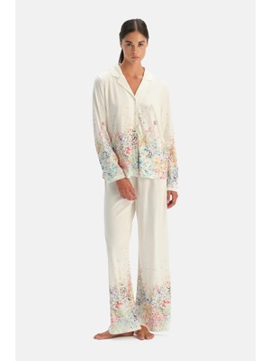 Dagi Ecru Floral Shirt And Pants Set
