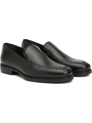 George Hogg Black Men's Leather Loafers