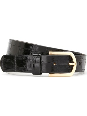 George Hogg Black Croc Pattern Women's Leather Belt