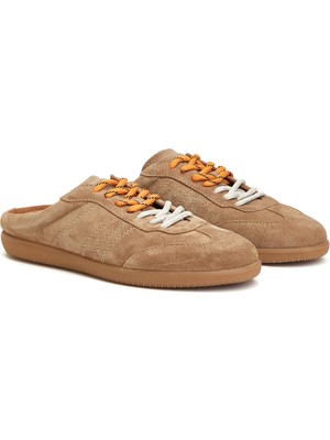 Divarese Dıvarese Beige Sneaker-Look Women's Leather Slides