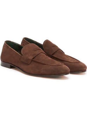 George Hogg Dark Brown Unlined Men's Suede Loafer