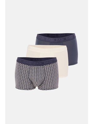 Dagi Ice Blue-Smoke Grey 3-Pack Patterned Micro Modal Boxer