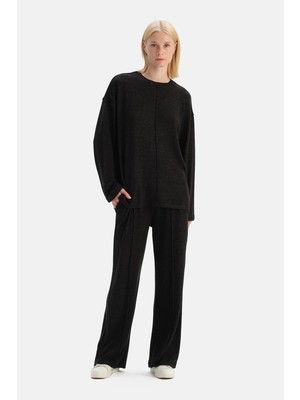 Dagi Anthracite Melange Ribbed Detail Pants