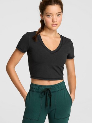 Victoria's Secret All-Day Cotton V-Neck Crop T-Shirt