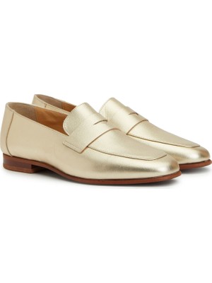 George Hogg Gold Band Detail Women's Leather Loafers