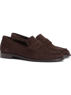 Divarese Dıvarese Dark Brown Strap Women's Suede Loafer