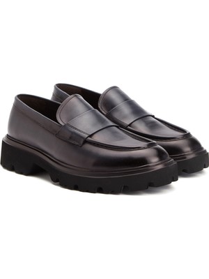 Divarese Dıvarese Men's Navy Stretch-Detail Leather Shoes