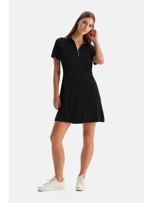 Dagi Black Modal Blend Short Sleeve Dress