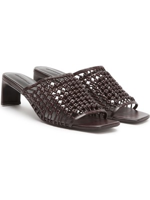 George Hogg Burgundy Woven Women's Leather Slides