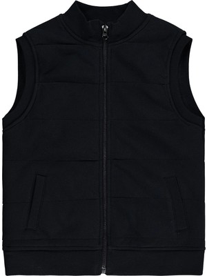 Civil Boys' Pique Vest | Pique Long Sleeve Mandarin Collar | School, Nursery And Daily Wear - Black