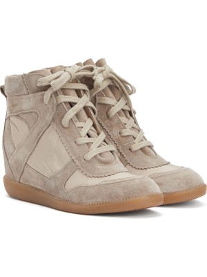 Divarese Dıvarese Beige Hidden Heel Women's Leather Sneakers