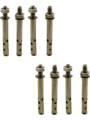 8 Adet Saplamalı Gömlek Çelik Dübel M10X110 mm Raf Montaj Bağlantı Zemin Monte Tavan Asma Aparat