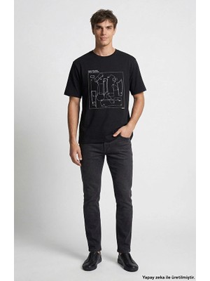 Network Black Printed T-Shirt