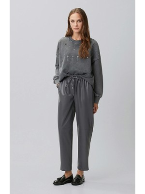 Network Anthracite Leather Trousers