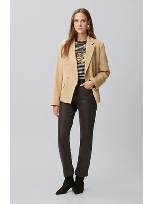 Network Brown Coated Casual Trousers