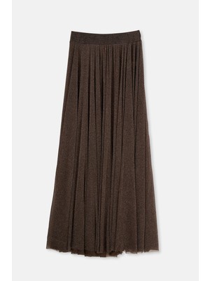 Dagi Brown Glitter Slit Skirt